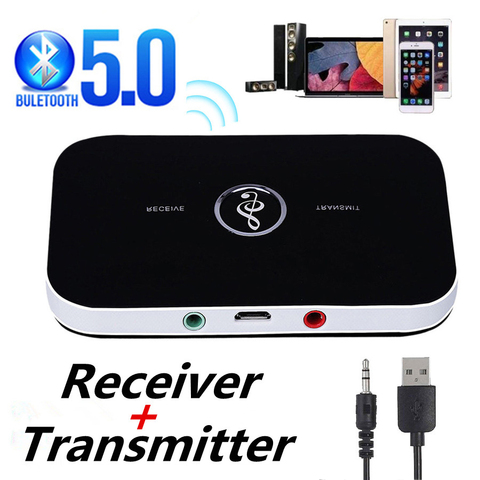 Receptor y transmisor de Audio con Bluetooth 5,0, adaptador inalámbrico de música estéreo con clavija AUX de 3,5mm para PC, TV, auriculares y altavoz de coche ► Foto 1/6