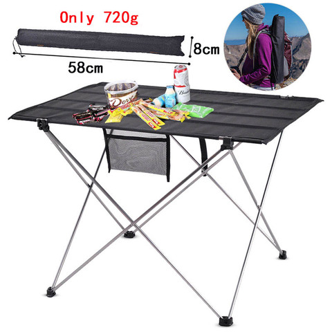 Mesa para acampar al aire libre, portátil, de aluminio, ultraligera, para barbacoa, Picnic, senderismo, pesca, escritorio plegable ultraligero, de alta calidad ► Foto 1/6