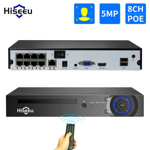 Hiseeu-NVR POE de vigilancia de seguridad, grabadora de vídeo de red de detección facial, H.265, 4CH/8CH, HD, 1080P, 4MP, 5MP, POE, IP, NVR, AI ► Foto 1/6