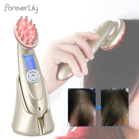 Peine láser eléctrico para el crecimiento del cabello, herramienta de terapia antipérdida de cabello, infrarrojo RF EMS, Nano LED, luz roja, vibración, masaje, cuidado del cabello ► Foto 1/1