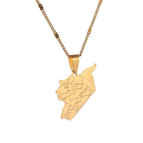 De acero inoxidable Siria mapa colgante con diseño de bandera collares moda sirios mapa joyas ► Foto 1/5