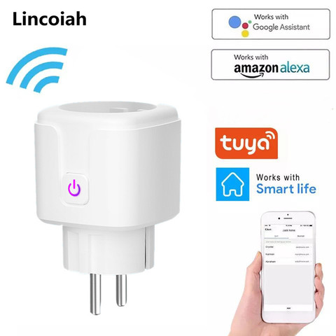 Adaptador de enchufe inteligente WiFi 16A, Control remoto por voz, Monitor de potencia, enchufe de salida, función de sincronización, funciona con Alexa, Google Home, Tuya ► Foto 1/6