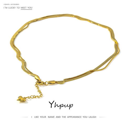 Yhpup-Cadena de serpiente con estilo para mujer, Gargantilla multicapa, collar de joyería de acero inoxidable para mujer, 2022 ► Foto 1/6