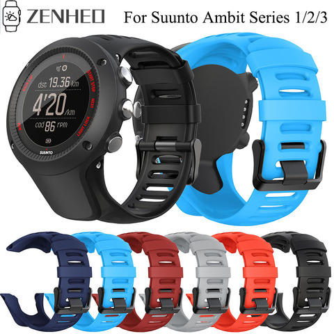 Correa de silicona para relojes Suunto Ambit, banda de 24mm para reloj inteligente en variedad de colores compatible con modelo SUUNTO AMBIT series 1, 2, 2S, 2R, 3P, 3S y 3R ► Foto 1/6