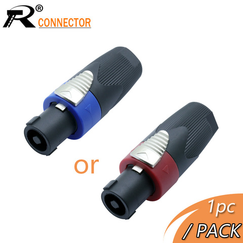 Conector R para altavoz, conector Powercon NL4FX, Speakon, 4 Pole Plug, macho, profesional, de audio, rojo y azul, 1 ud. ► Foto 1/6