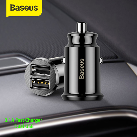 Baseus Universal Mini cargador de coche para teléfono móvil Tablet GPS 3.1A cargador USB rápido Dual cargador de telefono de coche Usb adaptador de coche ► Foto 1/6