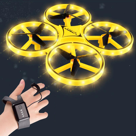 Mini reloj RC Drone con sensor de gesto de inducción infrarroja, cuadricóptero con Control remoto inteligente LED, dron helicóptero OVNI, juguetes para niños ► Foto 1/6