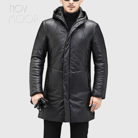 Novmoop-abrigo de piel de oveja no lavable para hombre, abrigo de piel auténtica duradero para invierno, informal, inteligente, LT3316 ► Foto 1/6