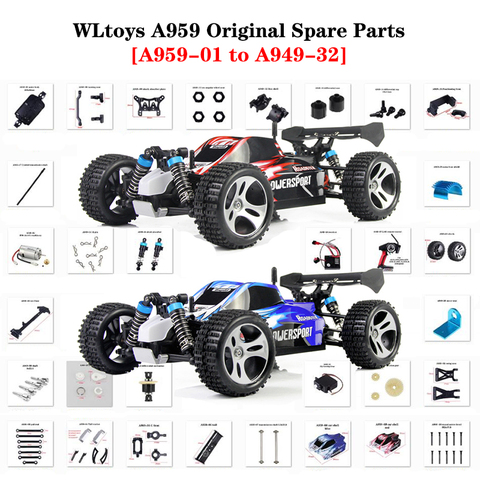 WLtoys-piezas de repuesto de coche teledirigido para A949/A959/A969/A979, accesorios originales de alta velocidad, A959-01 a A949-32, 1:18 ► Foto 1/6