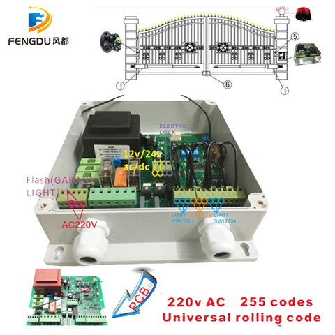 Tablero de Control de Motor de puerta oscilante, Panel de Control de 220V, 433mhz con código abierto ► Foto 1/1