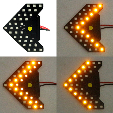 YCCPAUTO 2 uds 33SMD fluyendo para señal de giro de espejo retrovisor coche con luces lado indicador lámpara flecha dirección luz amarillo rojo 12V 12V ► Foto 1/6