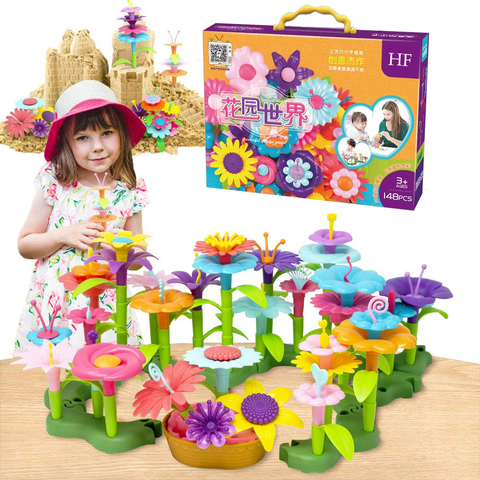 Ramo de juguetes de construcción para niñas, juego de bloques de arreglo Floral, juguetes de construcción, desarrollo fino creativo, 148 Uds. ► Foto 1/6