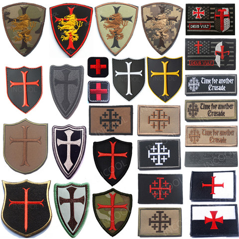 Parches bordados militares para chaqueta y ropa, Parche de PVC táctico de combate de goma, insignias bordadas para Caballeros Templarios ► Foto 1/6