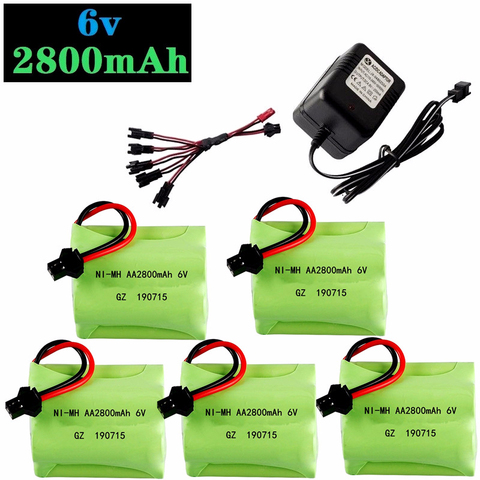 Batería NiMH de 6v y 2800mah para juguetes de control remoto, tanque, camiones, Robots, barcos, pistolas, de 6v batería recargable, paquete de baterías AA Ni-MH, enchufe SM ► Foto 1/3