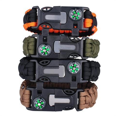 Multi-función militar cuerda de paracaídas de emergencia para supervivencia 4mm pulsera de rascador de exterior silbato hebilla de Paracord herramientas paracord 550 ► Foto 1/6