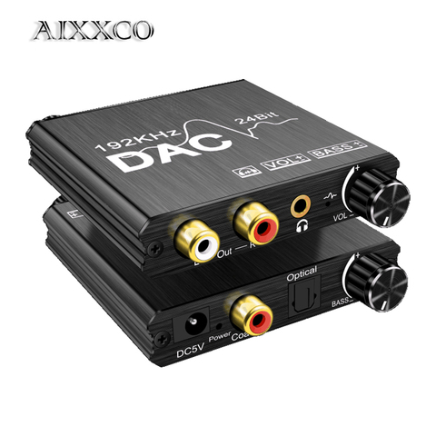 192KHz Digital a convertidor de Audio analógico DAC Digital óptica SPDIF a analógico L/R RCA convertidor Toslink óptico a Jack de 3,5mm ► Foto 1/6