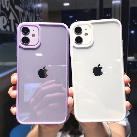 Funda trasera a prueba de golpes para teléfono móvil iPhone, carcasa trasera transparente colorida a prueba de golpes para iPhone 12 Mini 11 Pro Max XR X XS Max 8 7 6S Plus SE 2022 ► Foto 1/6