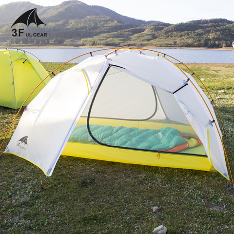 Tienda de campaña 3F UL GEAR Taiji 2 para 2 personas, refugio impermeable de doble capa de nailon 15D, para 3-4 estaciones, color verde y blanco ► Foto 1/5