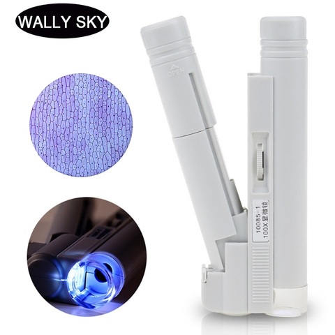 Microscopio portátil de bolsillo, lupa plegable luz LED para lámpara joyería, lupa de aumento, 40X 80X 100X ► Foto 1/6