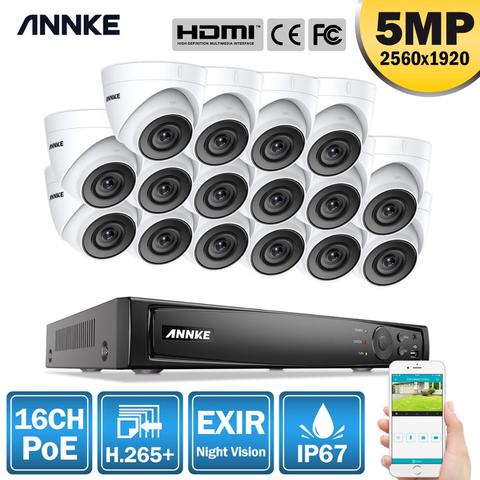 ANNKE-sistema de seguridad de vídeo en red, 16 canales, FHD, 5MP, POE, 8MP, H.265 + NVR, con 16X 5MP, EXIR, visión nocturna, Kit de cámara IP, WIFI, impermeable ► Foto 1/6