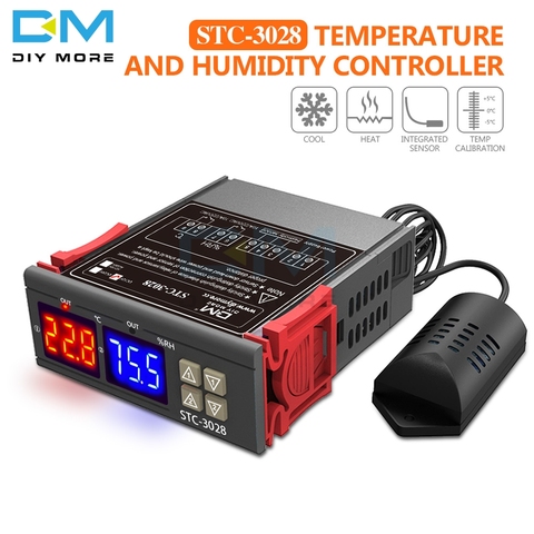 STC-3028 doble Digital LED humedad controlador de temperatura termómetro termostato higrómetro AC 110V 220V DC 12V 24V 10A ► Foto 1/6