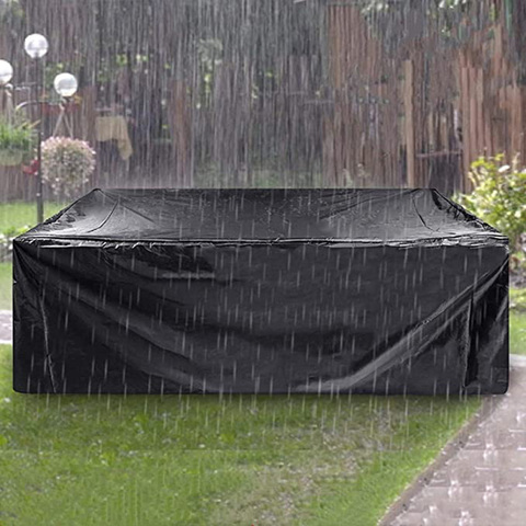 Cubierta impermeable para muebles, cubierta protectora de ratán, mesa, cubo, silla, sofá, jardín, lluvia, Patio, color negro y plateado, 75 tamaños ► Foto 1/6