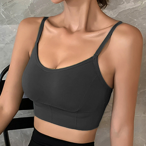 Camiseta sin mangas para mujer, prenda superior sin costuras, ropa interior femenina, Tops cortos, lencería Sexy íntima con camisola acolchada extraíble ► Foto 1/6