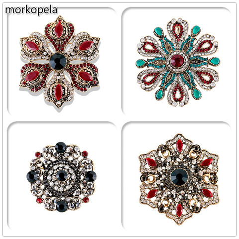 Morkopela-broche de banquete de cristal de lujo para mujer, joyería Vintage, broches grandes de diamantes de imitación y alfileres, accesorios de regalo ► Foto 1/6