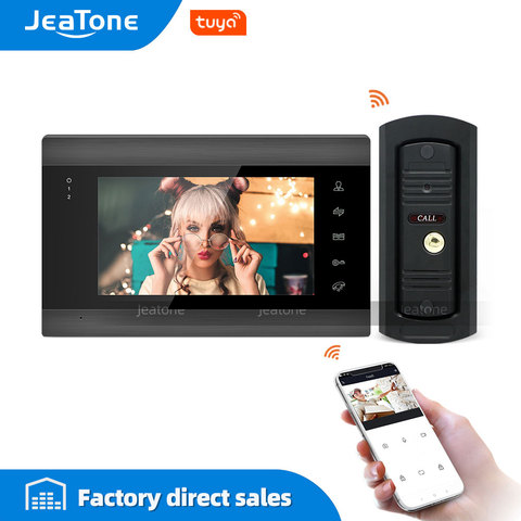 Jeatone-sistema de intercomunicación para puerta, timbre con cable, cámara, desbloqueo remoto, detección de movimiento, WiFi, Tuya, 7 pulgadas, 720P/AHD ► Foto 1/6