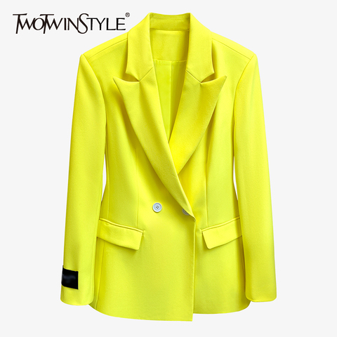 TWOTWINSTYLE-Blazer minimalista para mujer, chaqueta de manga larga con muescas, abrigo informal de talla grande, ropa de mujer, nuevo de tendencia de otoño 2022 ► Foto 1/6