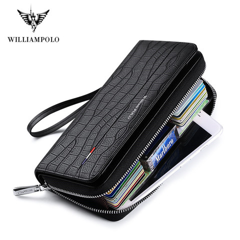 Cartera larga de cuero para hombre, bolso antirrobo de gran capacidad, multifuncional, tarjetero, sencillo ► Foto 1/6