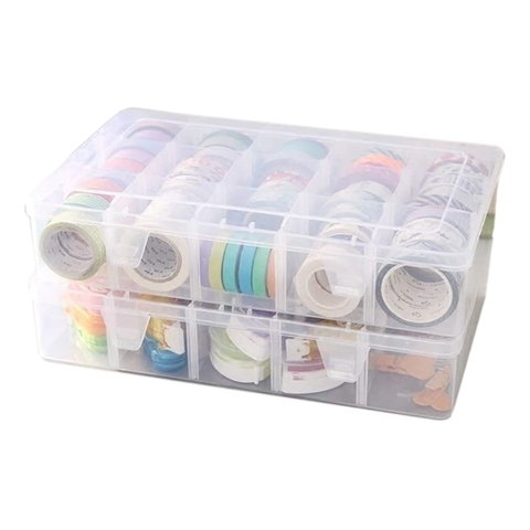 Caja de almacenamiento organizadora de artesanías para Washi Tape, suministros de arte y pegatinas, 15 compartimentos, transparente ► Foto 1/6