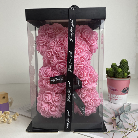 Rosa de San Valentín romántica, flor eterna creativa, oso, regalo de Navidad, rosa, oso, decoración floral para bodas ► Foto 1/6