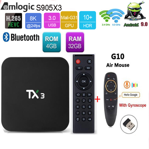 Tanix TX3 S905X3 Amlogic Android 9,0 caja de TV H.265 8K HDR 2,4G/5GHz Dual Wifi BT 4,2 cajas inteligentes Set de reproductor multimedia ► Foto 1/5