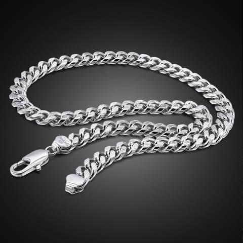 De moda Real 100% plata esterlina 925 hombres collar de nuevo patrón Cuba frenar cadena 10 MM 20-26 hombre Punk regalo de joyería fina ► Foto 1/6