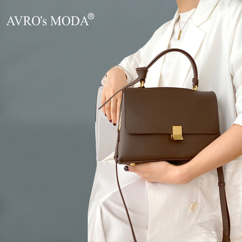 AVRO-Bolsos de hombro casuales para mujer, bandoleras a la MODA, de diseñador de lujo, bolso cruzado de cuero auténtico Retro con solapa, 2022 ► Foto 1/6