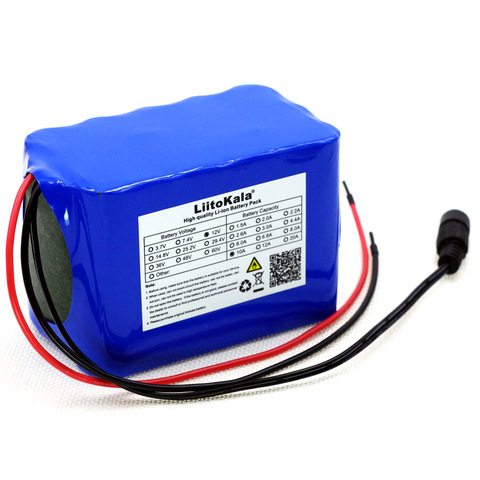 Liitokala-batería recargable de litio 18650, 12 V, 10ah, gran capacidad, 12,6 v, 10000 mAh, luz LED ► Foto 1/4