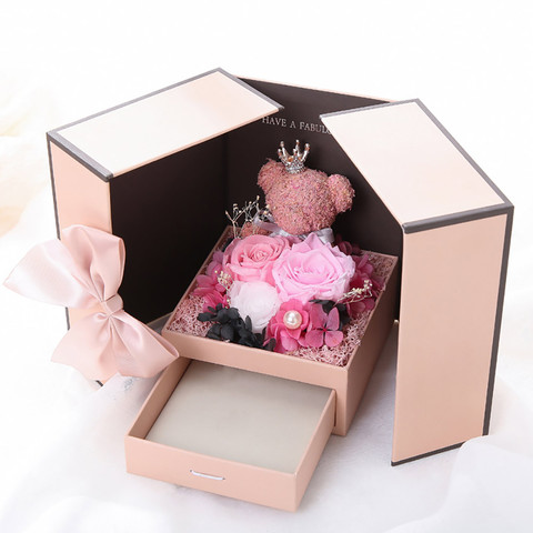 Caja de joyería con rosas artificiales, regalo de Navidad para madre, flor Artificial, cumpleaños, novia, regalo de San Valentín ► Foto 1/6