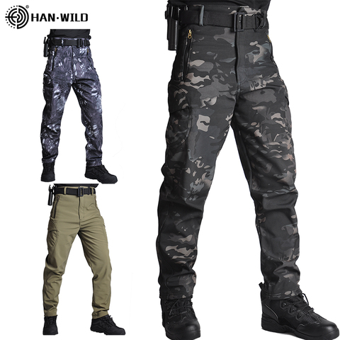 Pantalones tácticos de piel de tiburón de HAN WILD para hombres, pantalones militares de ejército, pantalones de carga Airsoft para senderismo y caza ► Foto 1/6