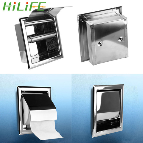 HILIFE-caja de papel en rollo de acero inoxidable, correctora, cromo pulido, soporte de papel higiénico montado en la pared ► Foto 1/6