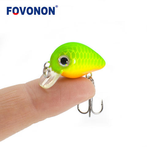 FOVONON nueva Pesca señuelo 3 cm 1,8G Crankbaits 1 piezas Micro duro Pesca Artificial cebos Mini señuelo Minnow para pike trucha ► Foto 1/6