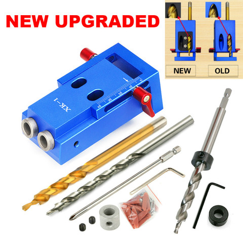 New Mini Pocket Hole Jig Kit Wooden Link System 3 Step Drill Bit Slanted Wood Dowel Jig Tools Set XK-1 ► Foto 1/1