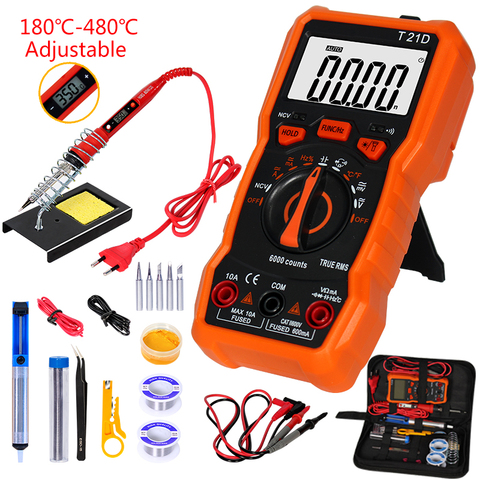 Soldadura kits de plancha 80W 220V ajustable temperatura multímetro Digital de RangingLCD puntas de hierro para soldar soldadura Kits de herramienta ► Foto 1/6