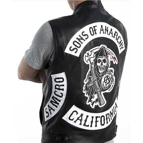 Chaleco estilo Rock para hombres traje de Cosplay de Sons Of Anarchy, chaleco estilo Punk de cuero bordado, chaleco de motocicleta de Color negro sin mangas, novedad de 2022 ► Foto 1/6