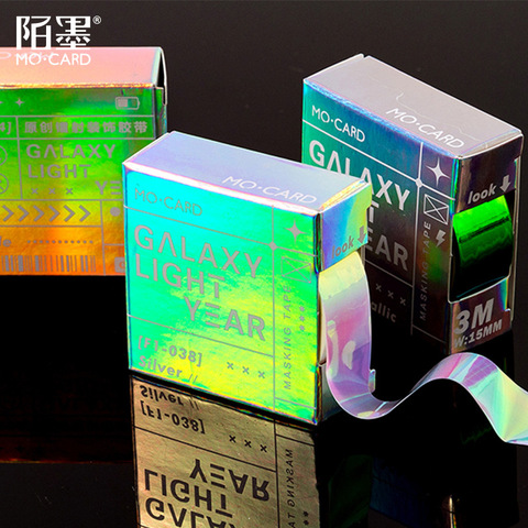 Manual de planificador láser de arcoíris de la serie Galaxy Light, cinta decorativa Washi, suministros escolares, pegatinas de álbum de papelería ► Foto 1/5