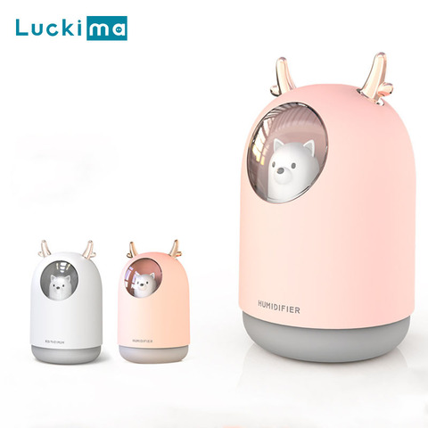 Humidificador de aire Mini Bear de 300ML, difusor de aceites esenciales para aromaterapia, USB, para casa, oficina, coche, máquina de niebla, luz LED nocturna ► Foto 1/6