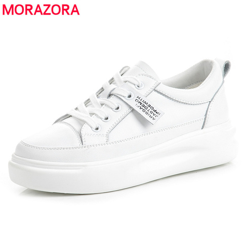 MORAZORA tamaño 34-41 nuevos zapatos de cuero genuino de las mujeres zapatillas de deporte Zapatos casuales cómodo blanco plano Zapatos de estudiante zapatillas de plataforma ► Foto 1/6