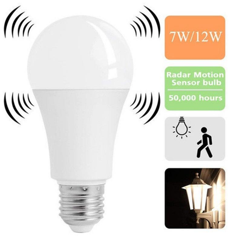 1 Uds E27 Sensor de Radar ambiente PIR de movimiento de sonido en casa de Sensor de luz LED bombilla de luz de la lámpara 5W 7W 9W 12W ► Foto 1/6