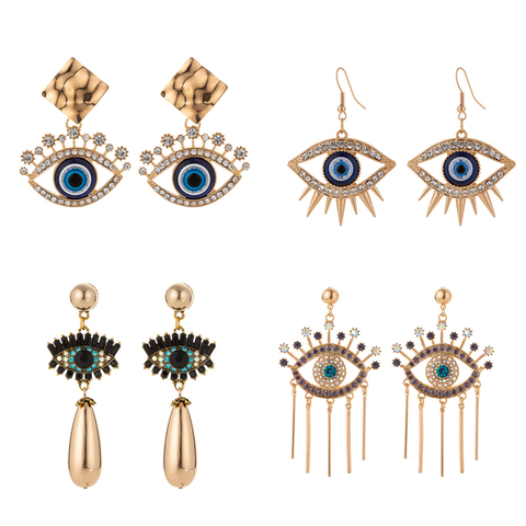 Pendientes colgantes estilo Punk Vintage para mujer, aretes con diamantes de imitación, ojo malvado, joyería de regalo, 2022 ► Foto 1/6