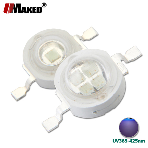 5pc LED Chip 3/5W luz púrpura LEDs UV 365, 370, 385, 395, 400, 410 425nm ultravioleta SMD COB diodo lámpara funcional luz LED cuentas ► Foto 1/6